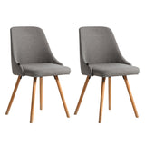 Artiss Dining Chairs Set of 2 Fabric Wooden Grey