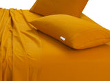 Elan Linen 100% Egyptian Cotton Vintage Washed 500TC Mustard Double Bed Sheets Set