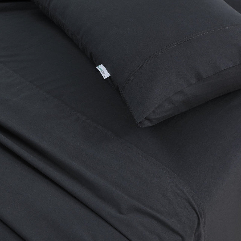 Elan Linen 100% Egyptian Cotton Vintage Washed 500TC Charcoal King Bed Sheets Set