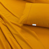 Elan Linen 100% Egyptian Cotton Vintage Washed 500TC Mustard King Bed Sheets Set