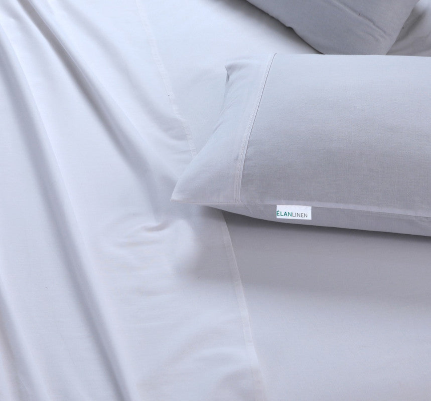 Elan Linen 100% Egyptian Cotton Vintage Washed 500TC White 50cm Deep Mega Queen Bed Sheets Set