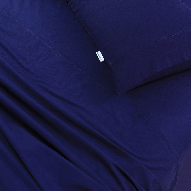 Elan Linen 100% Egyptian Cotton Vintage Washed 500TC Navy Blue Queen Bed Sheets Set