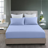 Royal Comfort 2000TC 3 Piece Fitted Sheet and Pillowcase Set Bamboo Cooling - Queen - Light Blue