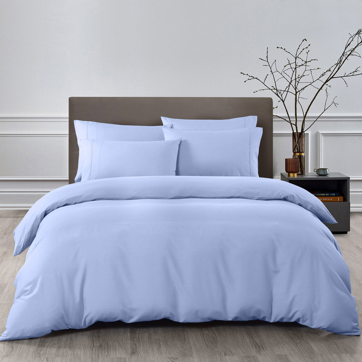 Royal Comfort 2000TC Quilt Cover Set Bamboo Cooling Hypoallergenic Breathable - Double - Light Blue