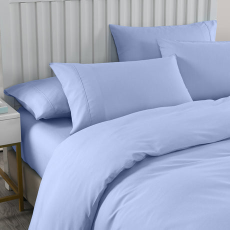 Royal Comfort 2000TC Quilt Cover Set Bamboo Cooling Hypoallergenic Breathable - King - Light Blue