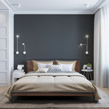 Milano Decor Azure Bed Frame With Headboard Black Wood Steel Platform Bed - Single - Black