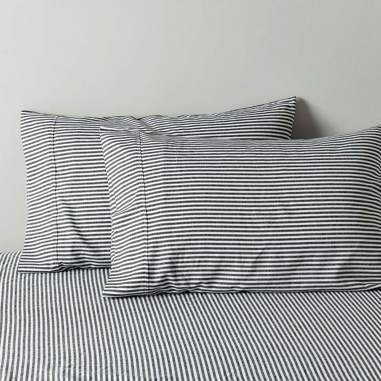 Royal Comfort Stripes Linen Blend Sheet Set Bedding Luxury Breathable Ultra Soft - King - Charcoal