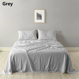 Royal Comfort Stripes Linen Blend Sheet Set Bedding Luxury Breathable Ultra Soft - King - Grey