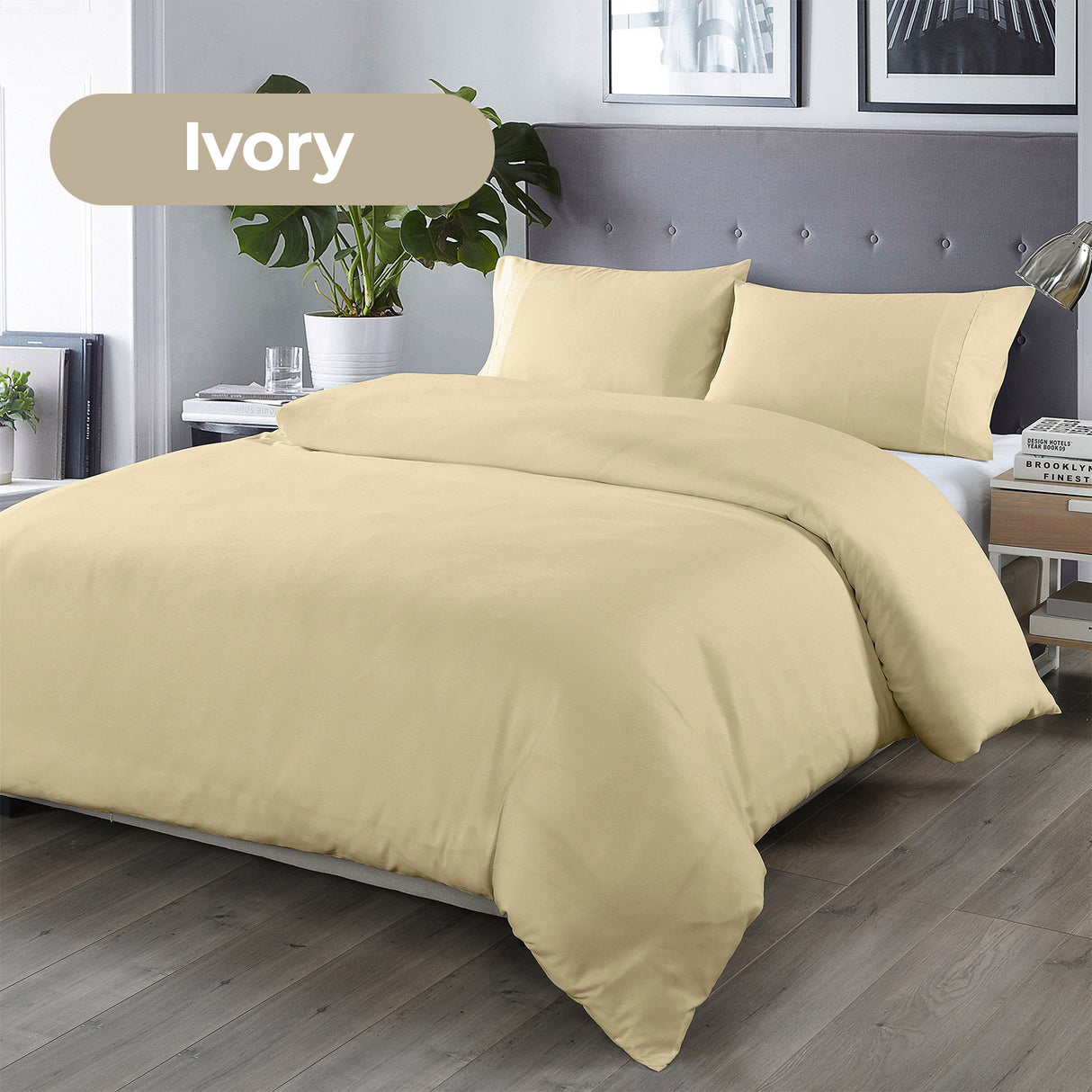 Royal Comfort Bamboo Blended Quilt Cover Set 1000TC Ultra Soft Luxury Bedding - King - Ivory