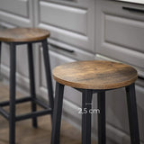 VASAGLE Bar Stools Set of 2 Bar Chairs Kitchen Chairs with Sturdy Steel Frame Height Round Easy Assembly Industrial Style Vintage Brown Black LBC32X