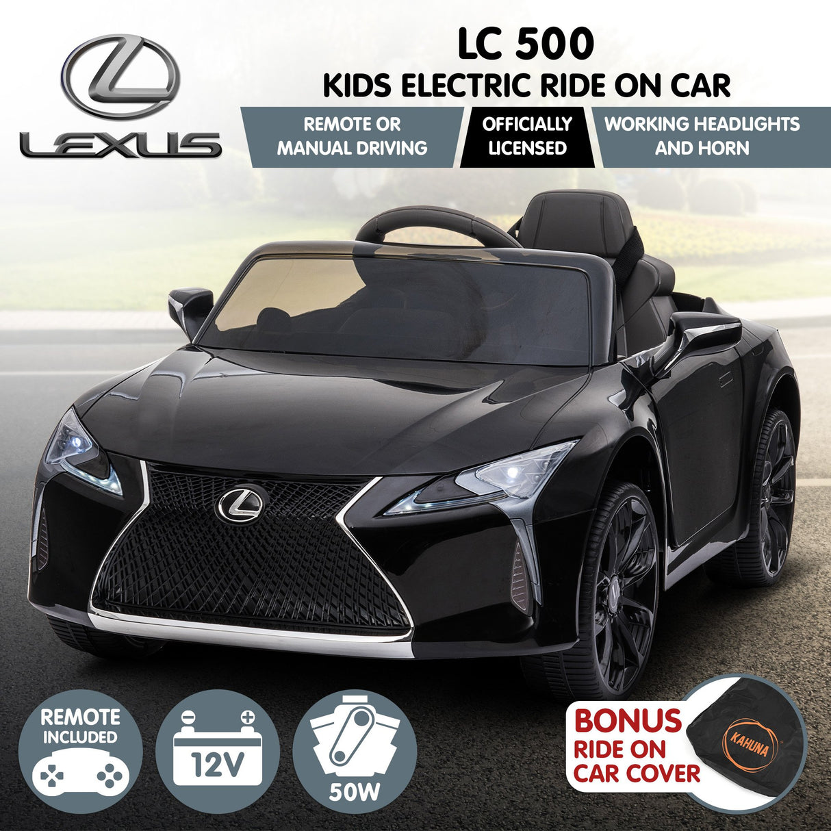 Kahuna Licensed Lexus LC 500 Kids Electric Ride On Car - Black