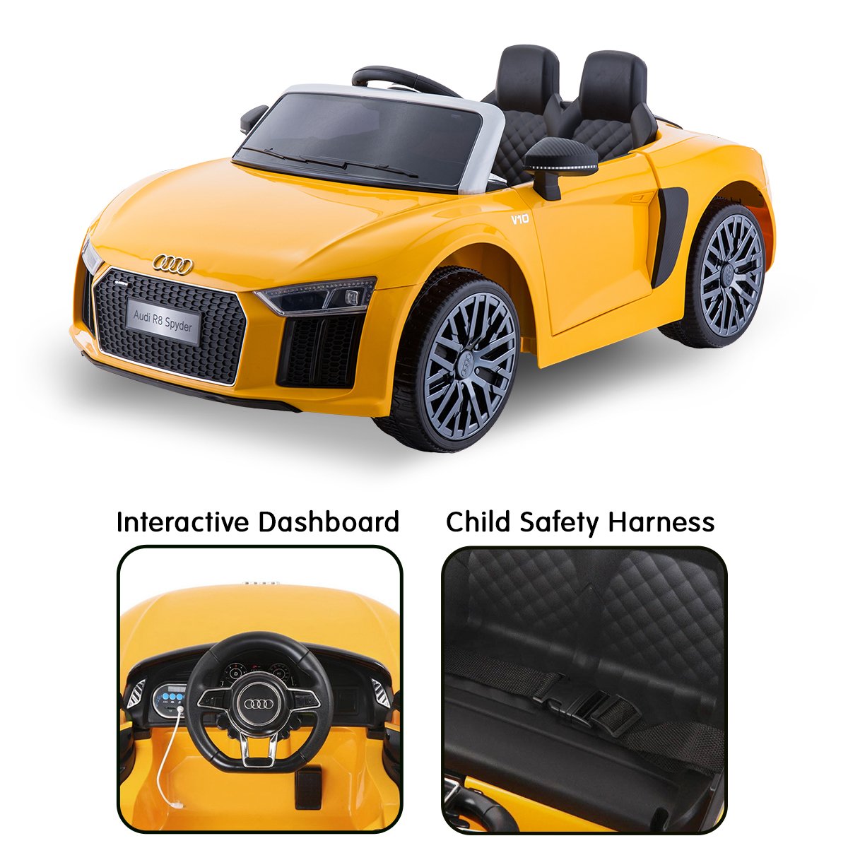 Kahuna R8 Spyder Audi Licensed Kids Electric Ride On Car Remote Control - Yellow