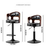 Bar Stools Kitchen Bar Stool Leather Barstools Swivel Gas Lift Counter Chairs- Black