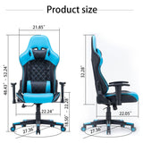 Gaming Chair Ergonomic Racing chair 165° Reclining Gaming Seat 3D Armrest Footrest White Black