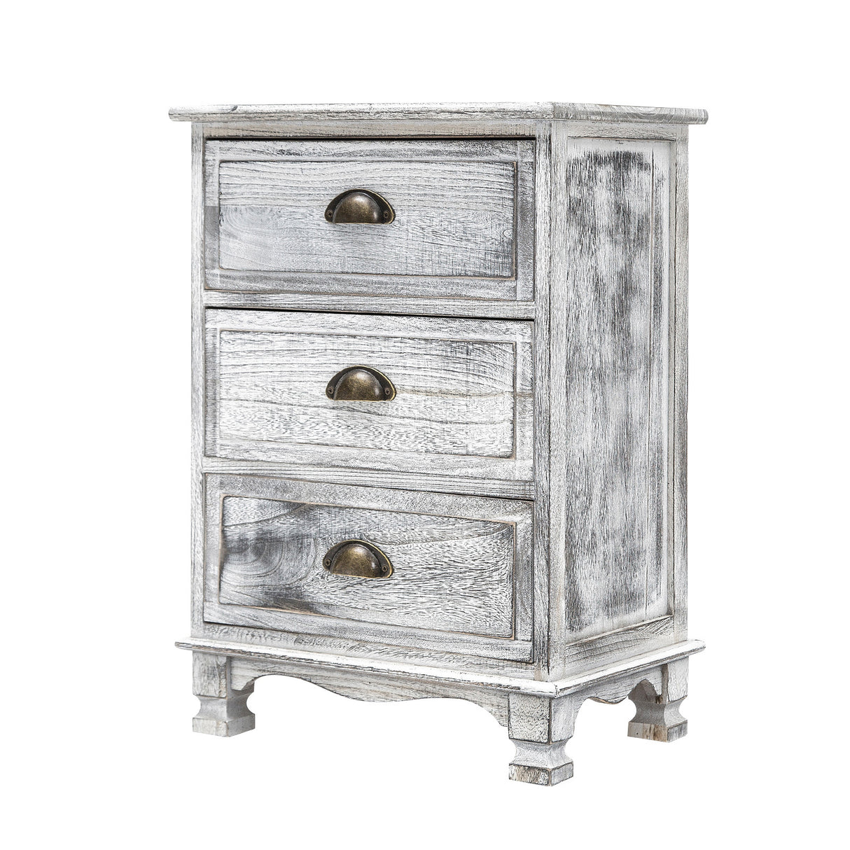 Bedside Table 3 Drawer Vintage Side Table Storage Cabinet Bedroom CLARA GREY