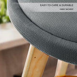 4X Wooden Bar Stool Dining Chair Fabric LEILA 72cm GREY