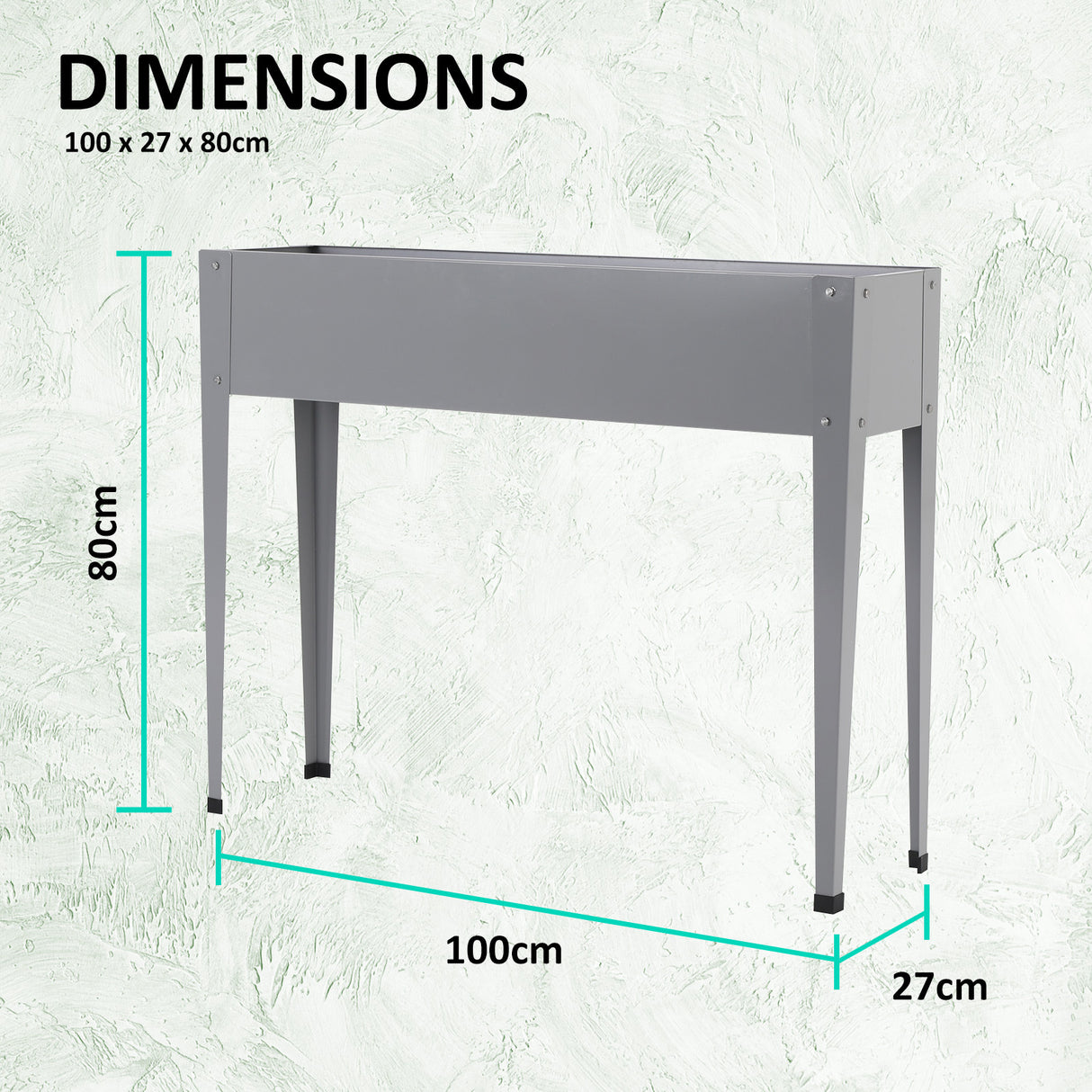 2X Raised Garden Bed Stand 100x27x80cm Galvanised Steel Planter GREY