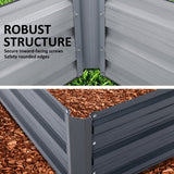 2X Raised Garden Bed Galvanised Steel Planter 120 x 90 x 30cm GREY