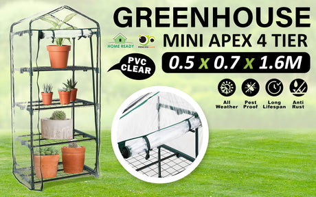 Mini Garden Greenhouse Shed PVC 4 Tier Apex