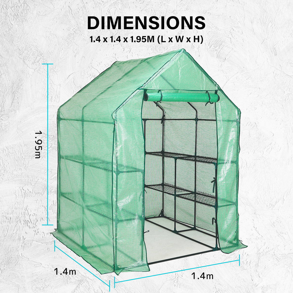 Garden Greenhouse Walk-In Shed 1.43x1.43x1.95M PE Apex