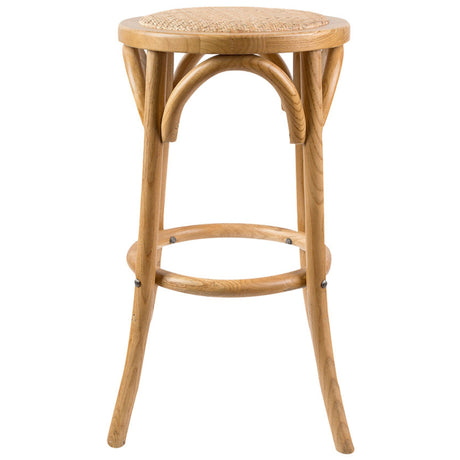 Aster 4pc Round Bar Stools Dining Stool Chair Solid Birch Wood Rattan Seat Oak