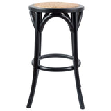 Aster 3pc Round Bar Stools Dining Stool Chair Solid Birch Wood Rattan Seat Black