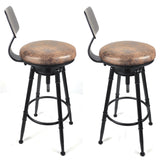 2x Vintage Industrial Rustic Bar Stool Kitchen Stool Swivel Chair Counter Height