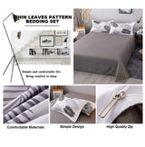 Palm Leaves Pattern Aloe Cotton Flat Sheet Quilt Cover Pillowcases 4pcs Bedding Set (Double)