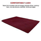 200x140cm Floor Rugs Large Shaggy Rug Area Carpet Bedroom Living Room Mat - Burgundy