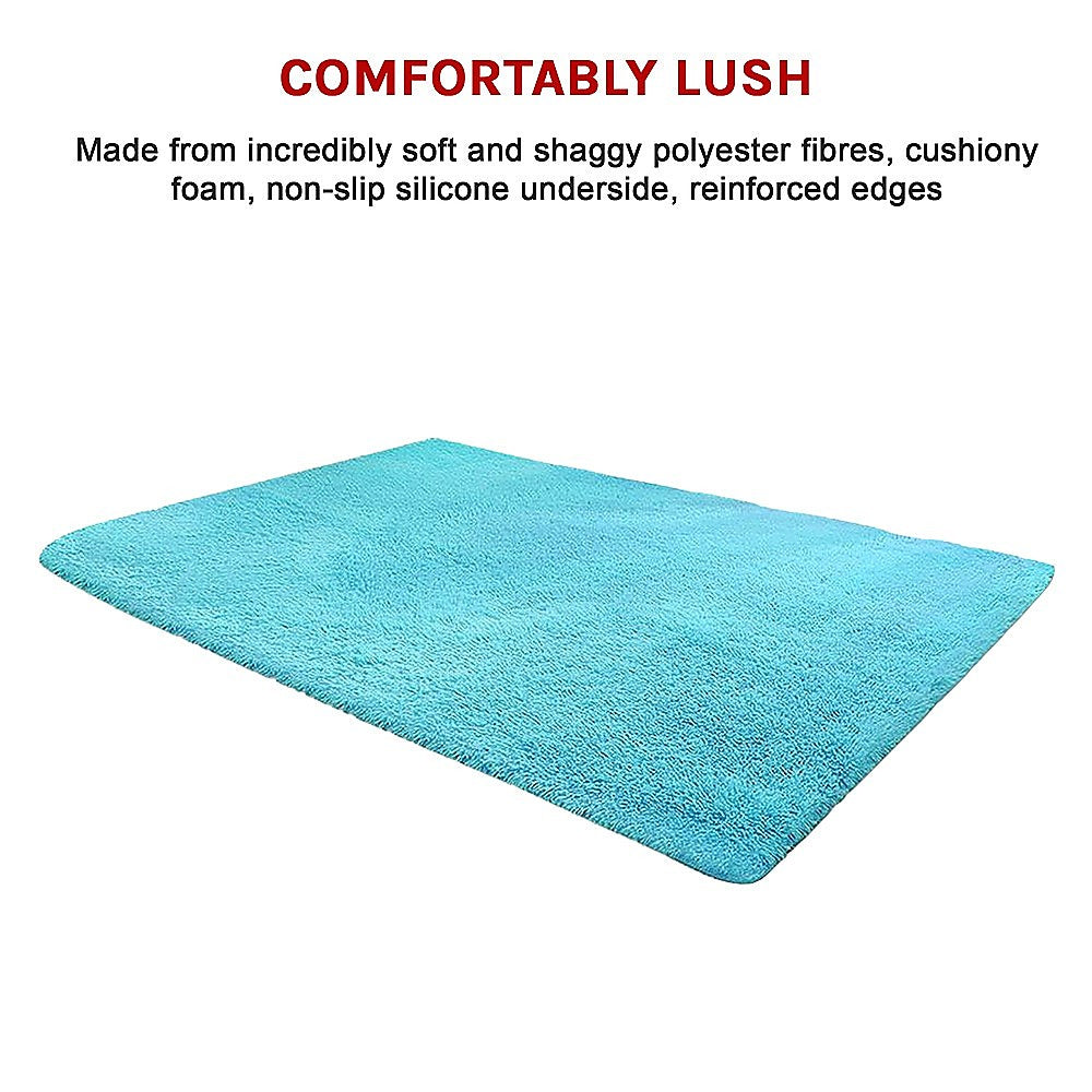 230x200cm Floor Rugs Large Shaggy Rug Area Carpet Bedroom Living Room Mat - Turquoise