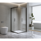 Adjustable 1100x1200mm Double Sliding Door Glass Shower Screen in Black