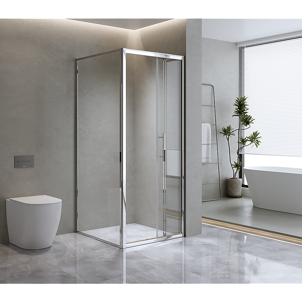 40mm Adjustable Contemporary Corner Sliding Chrome Shower Screen 120x80cm