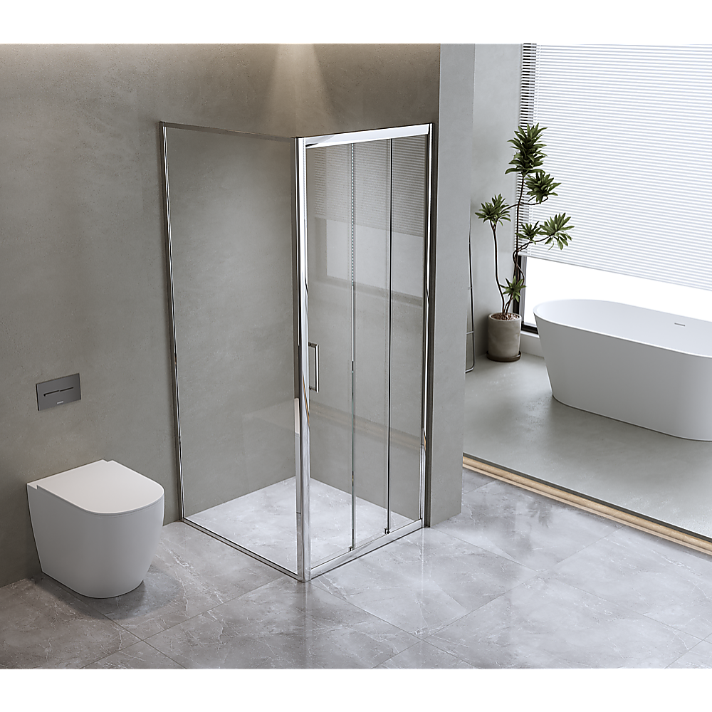 40mm Adjustable Contemporary Corner Sliding Chrome Shower Screen 90x92cm