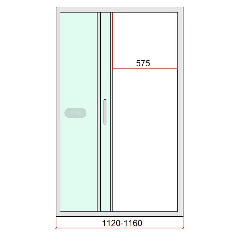 40mm Adjustable Contemporary Corner Sliding Black Shower Screen 116x80cm