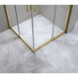 Adjustable 900x900mm Double Sliding Door Glass Shower Screen in Gold