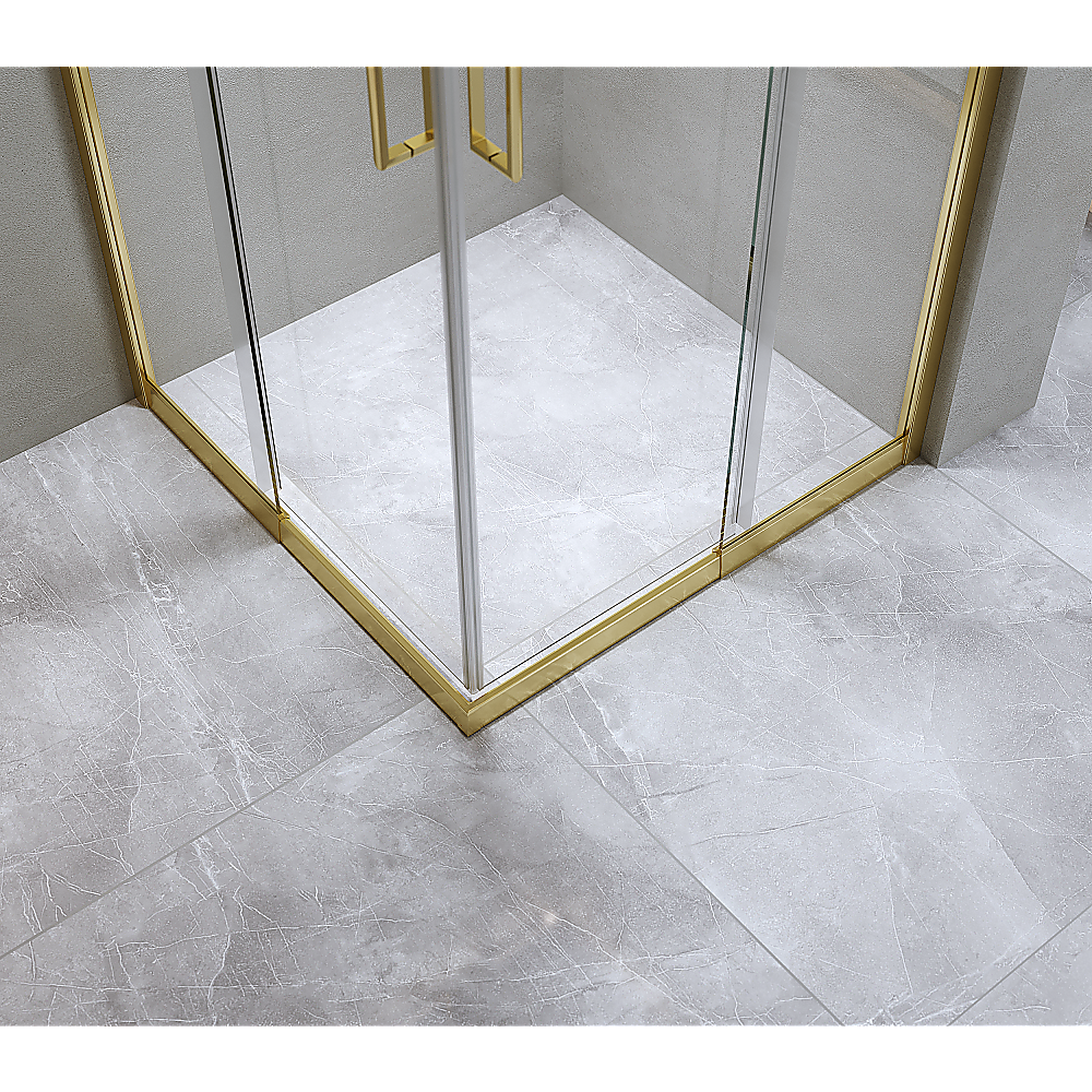 Adjustable 900x1100mm Double Sliding Door Glass Shower Screen in Gold