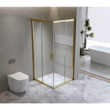 Adjustable 1200x900mm Double Sliding Door Glass Shower Screen in Gold