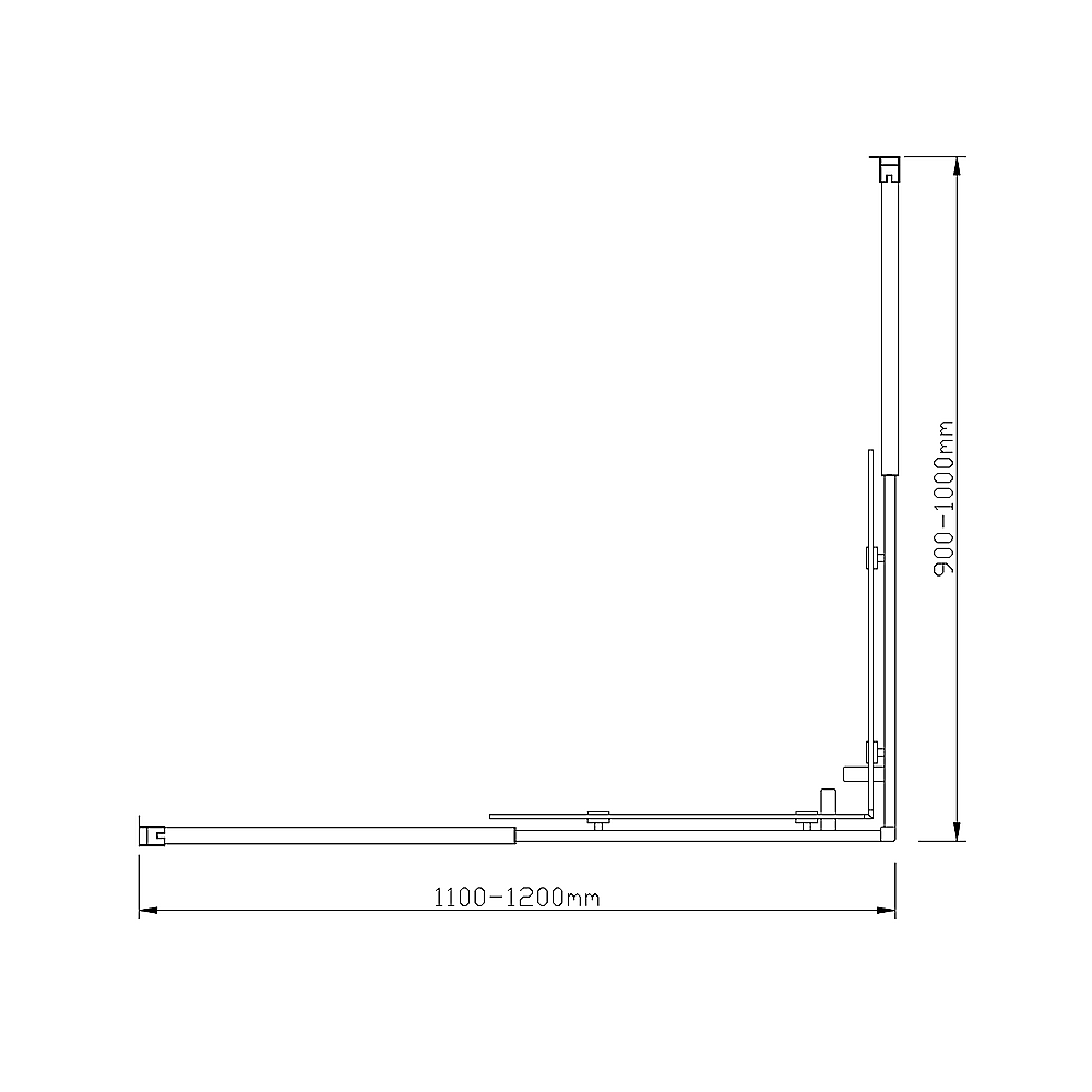 Adjustable 1200x1000mm Double Sliding Door Glass Shower Screen in Gold