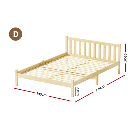 Artiss Bed Frame Double Size Wooden Oak SOFIE