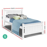 Artiss Bed Frame Single Size Wooden White RIO