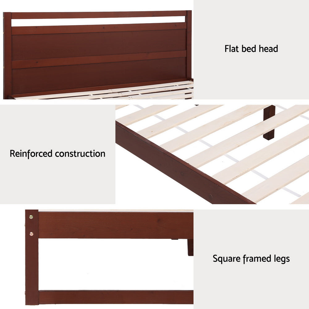 Artiss Bed Frame Double Size Wooden Walnut WITTON