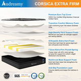 Audreamy Corsica Mattress – 26 cm Euro Top Bamboo Charcoal Fabric 7-Zone Pocket Spring Orthopedic Support for Back & Spine Health Extra-Firm-Pre-Order Now – Ships by 22/10/2025 at the latest!