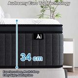 Audreamy Rome Mattress 34cm Euro Top 100% Natural Latex Memory Foam 9-Zone Spring Medium Firm (King Single)